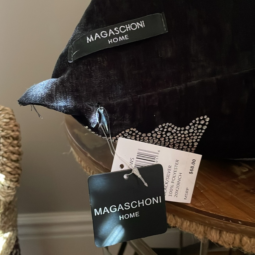 Adorable & Rich Black Soft, plump accent pillow! Sparkles with silver beads! - Picture 11 of 12